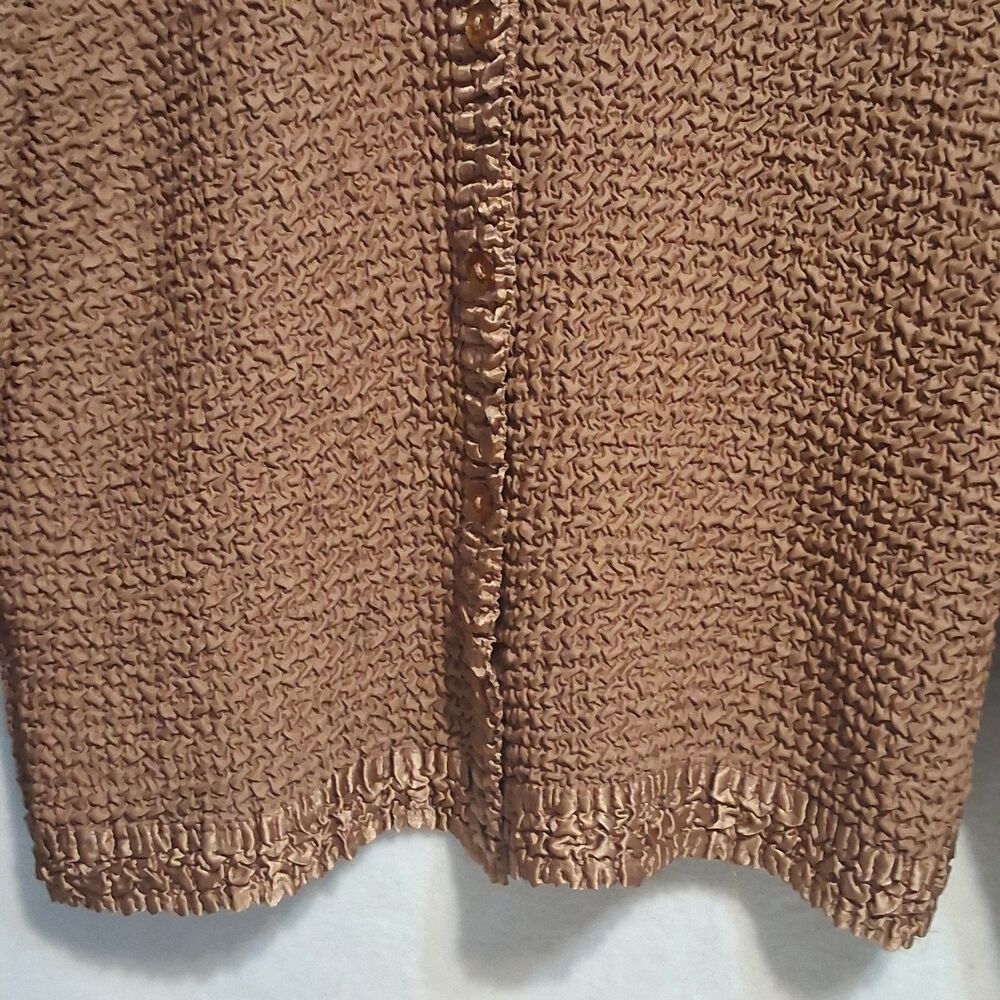 Dressbarn L Twin Set Button Front Top & Shell Textured Sequin Brown Stretch Glam - Picture 5 of 9
